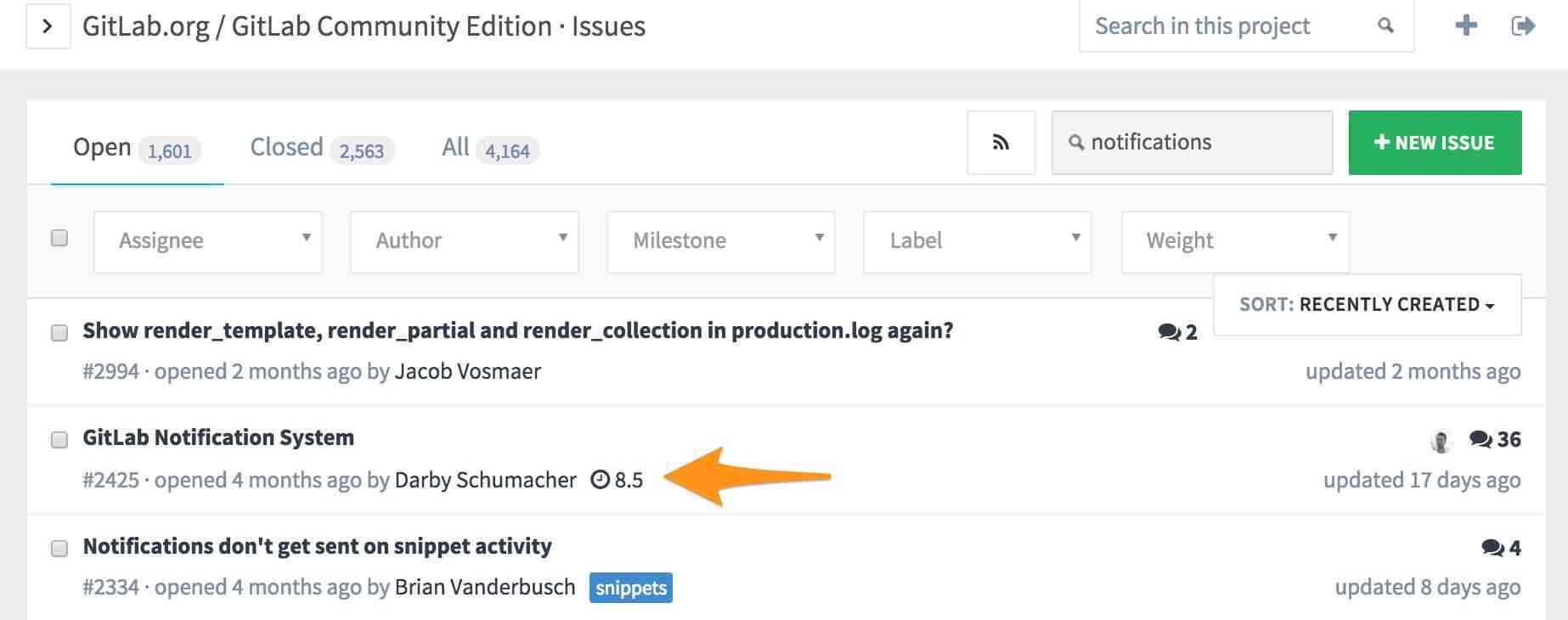 GitLab issue queue showing milestone