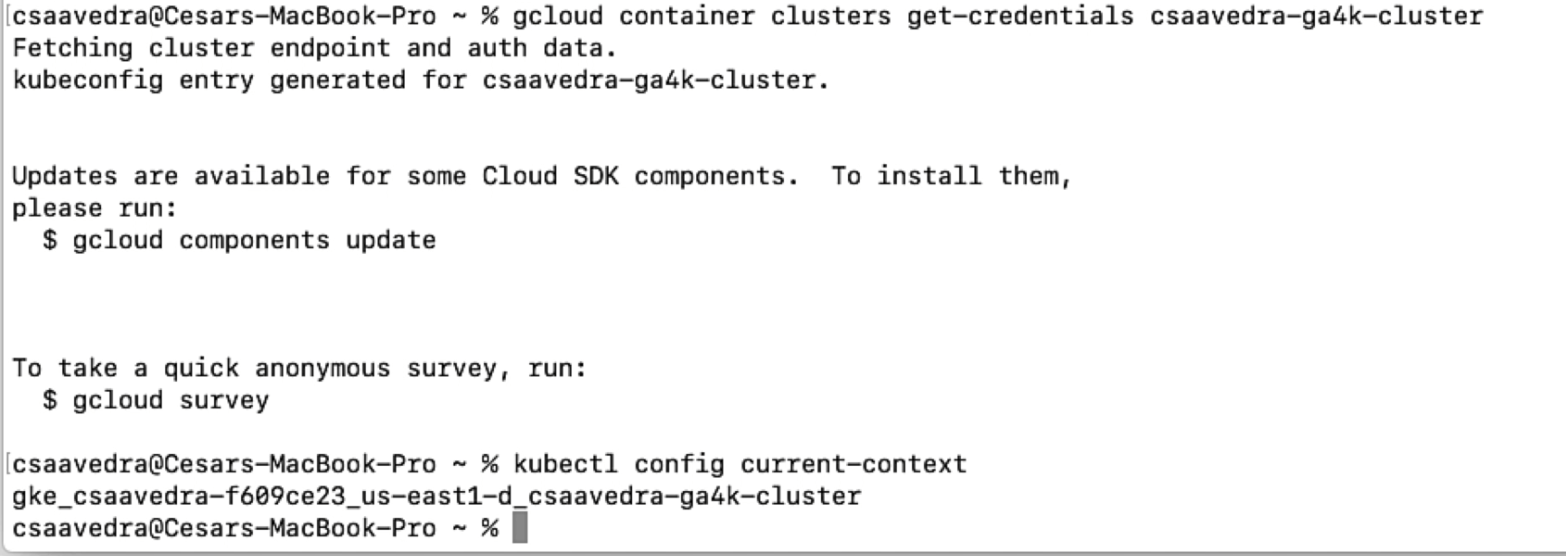 Adding your cluster credentials to your kubeconfig