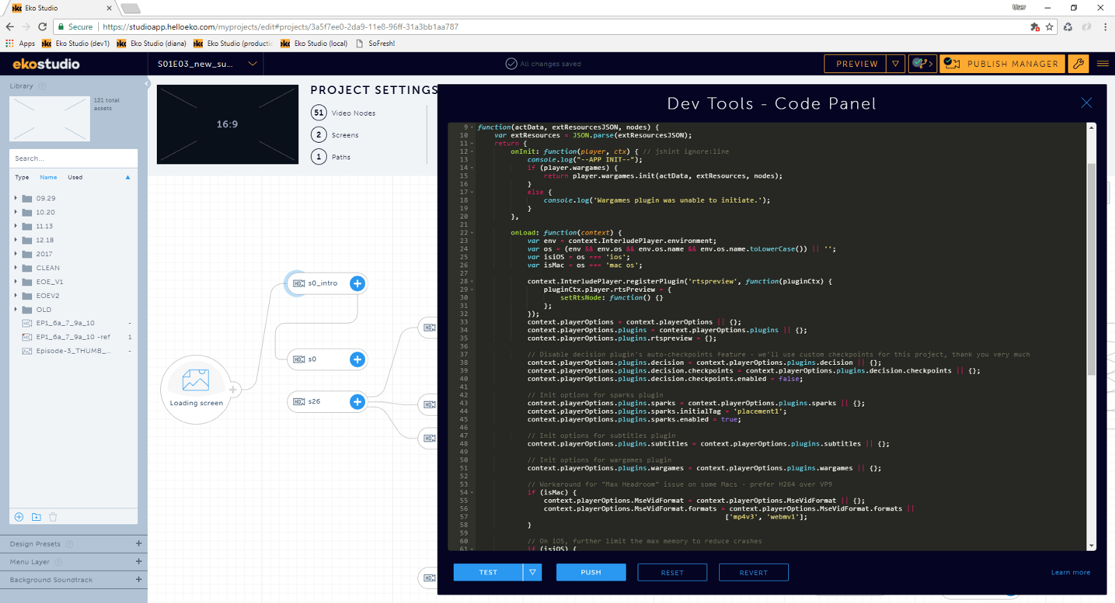 Eko Studio code panel