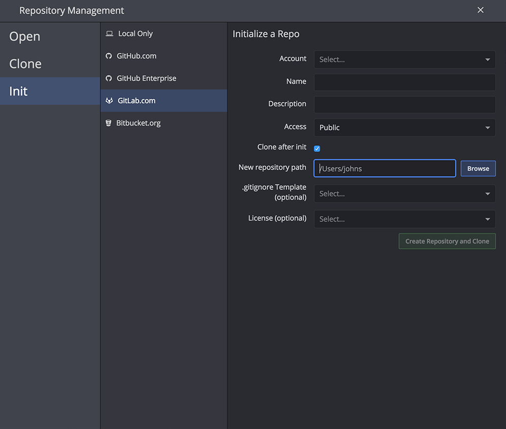 gitkraken cannot find a compatible repository