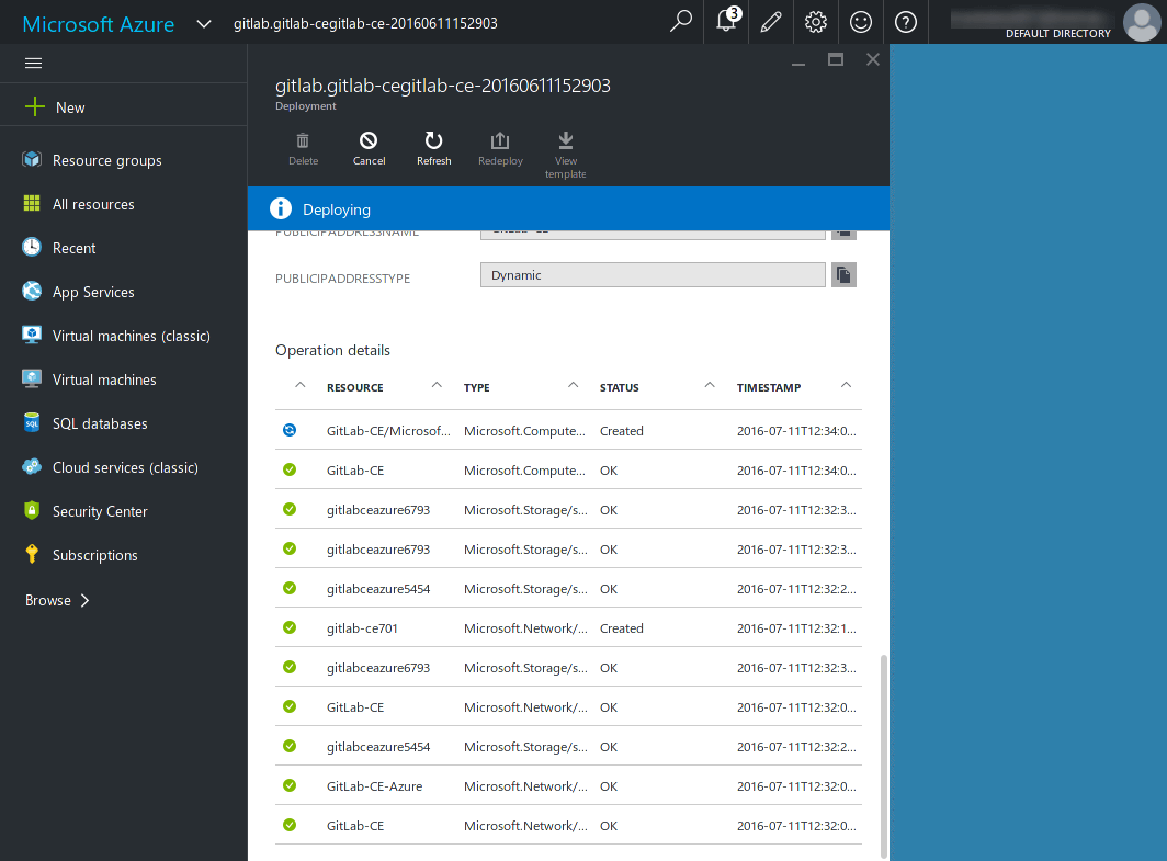 Azure deploying GitLab