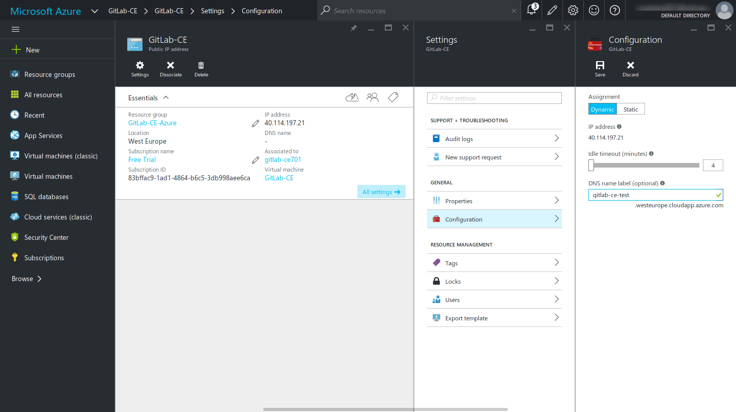 Setting up a DNS name label for your IP