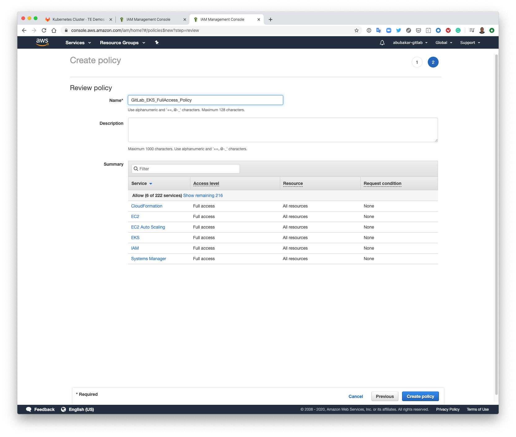 AWS Role Policy