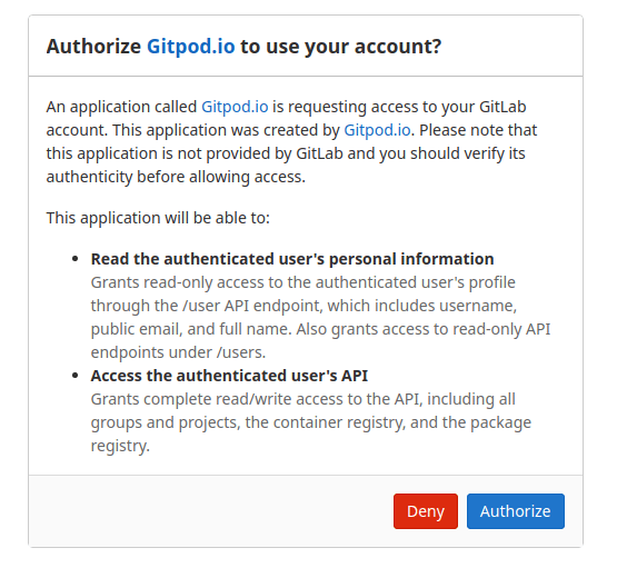 Gitpod OAuth scopes