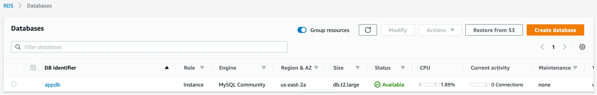 A new MySQL database has been created via a GitOps flow