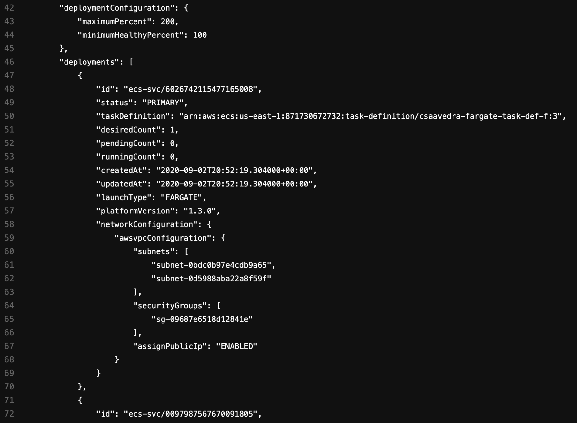 Configuring subnets, security groups in ECS