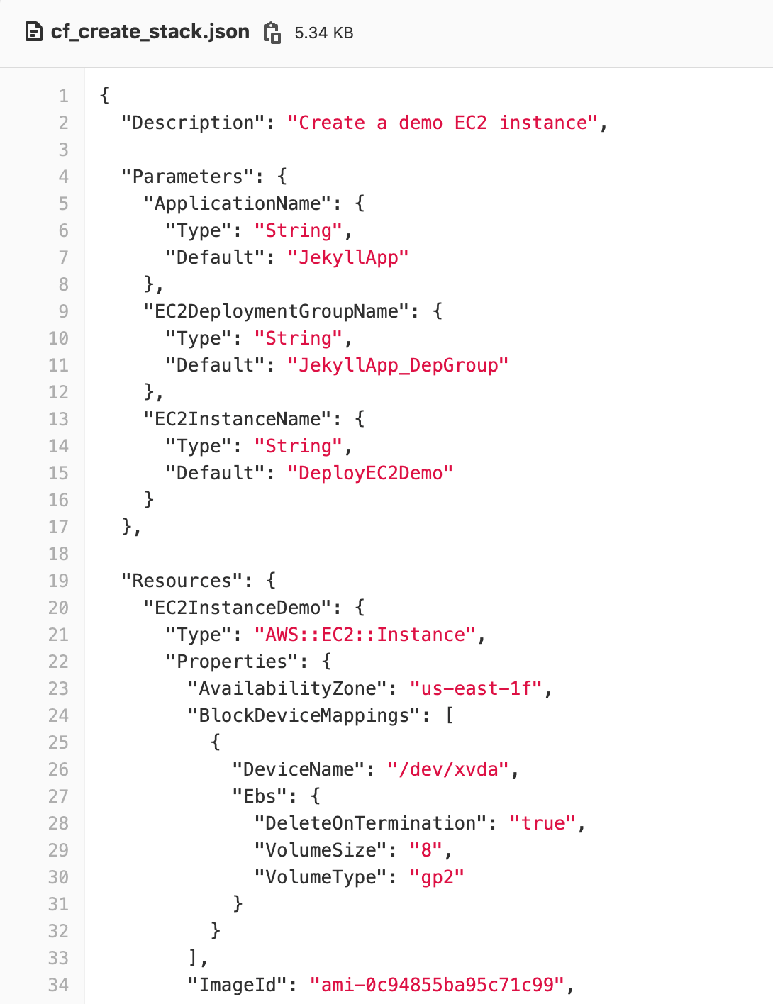 CloudFormation stack JSON snippet