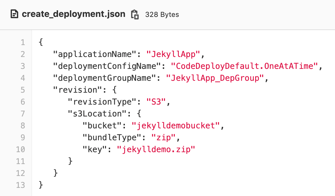 JSON to deploy application to EC2