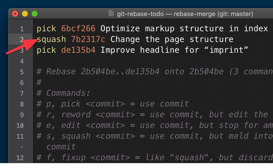 Marking lines with "squash"