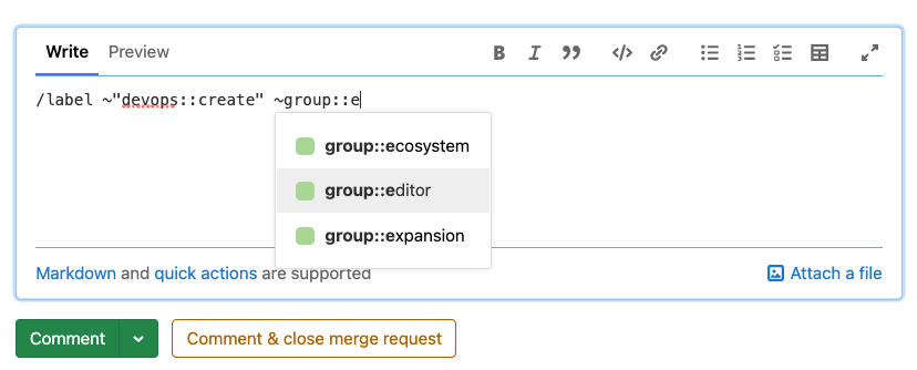 GitLab Quick Actions: Multiple labels