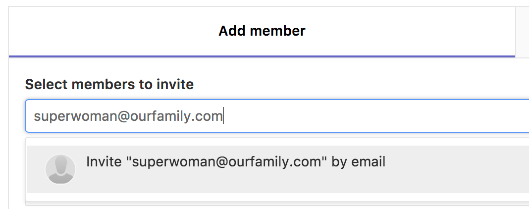 Invite member by e-mail