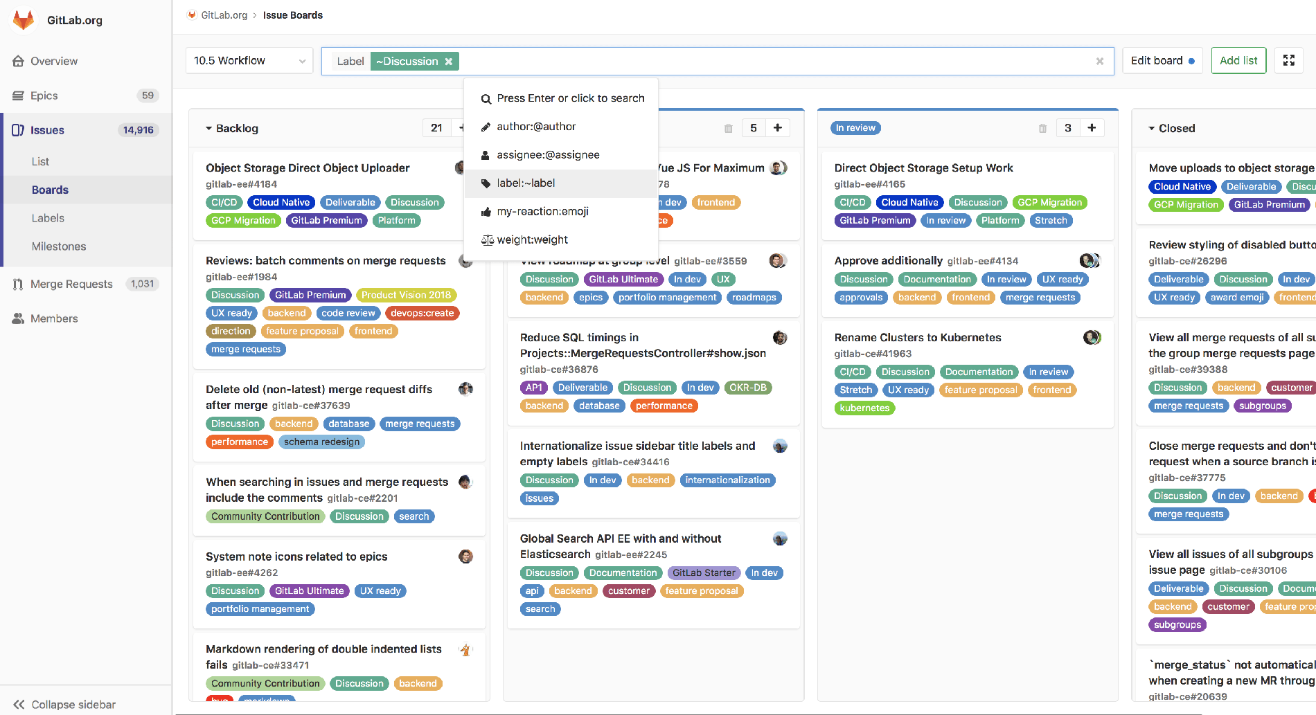 GitLab issue board