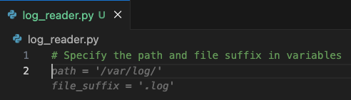 Define log path and file suffix variables
