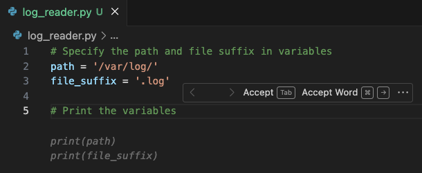 Print the variables to verify