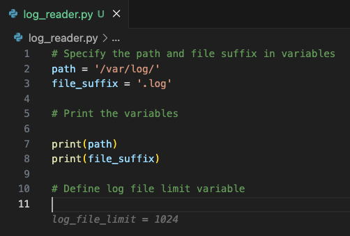 Log file variable