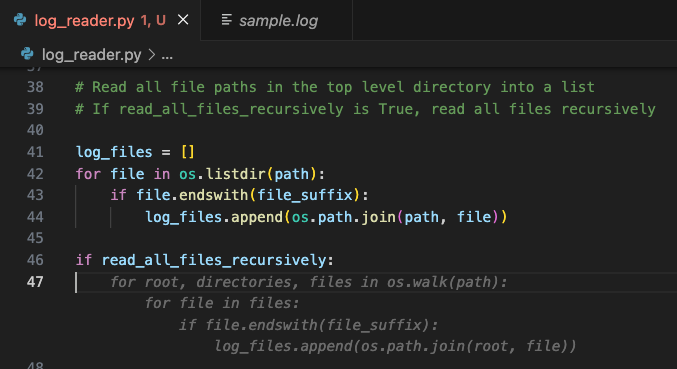 Code Suggestions, read files recursively conditionally