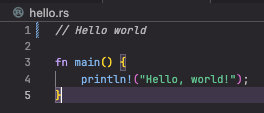 VS Code hello.rs Rust code suggestion, accepted
