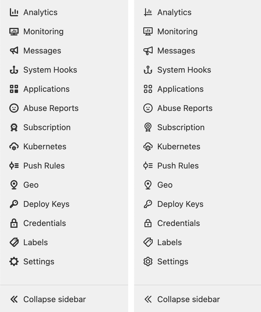 Before and after icon comparison in GitLab's navigation