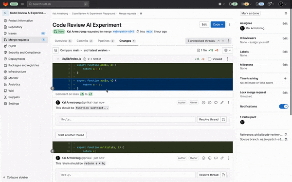 Merge request test coverage with AI