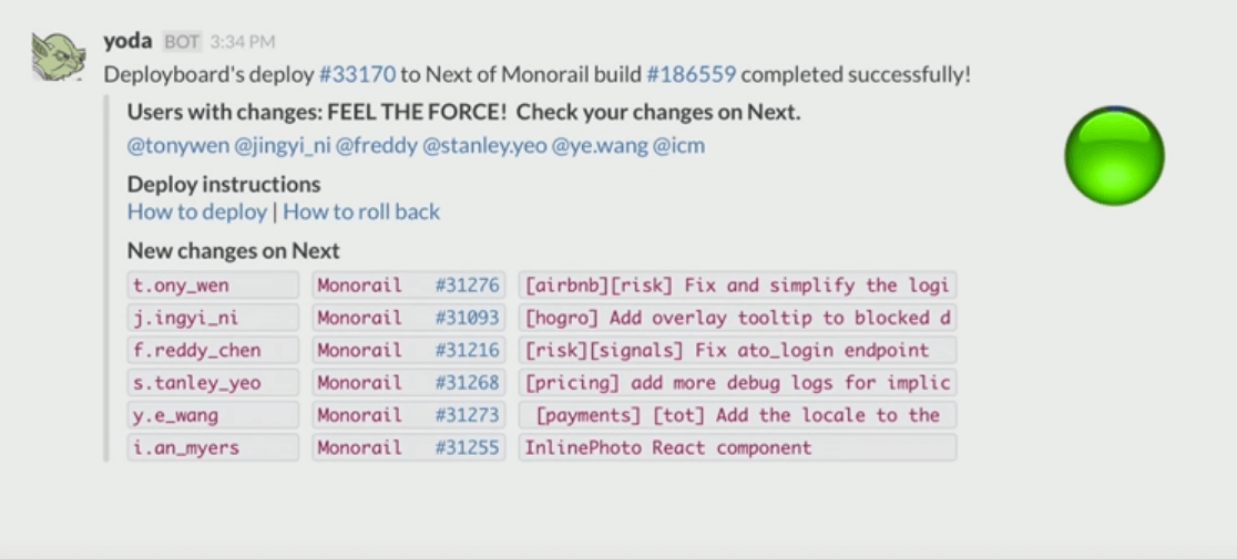 Deployboard notification