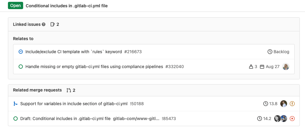 Linked issues and MRs in GitLab