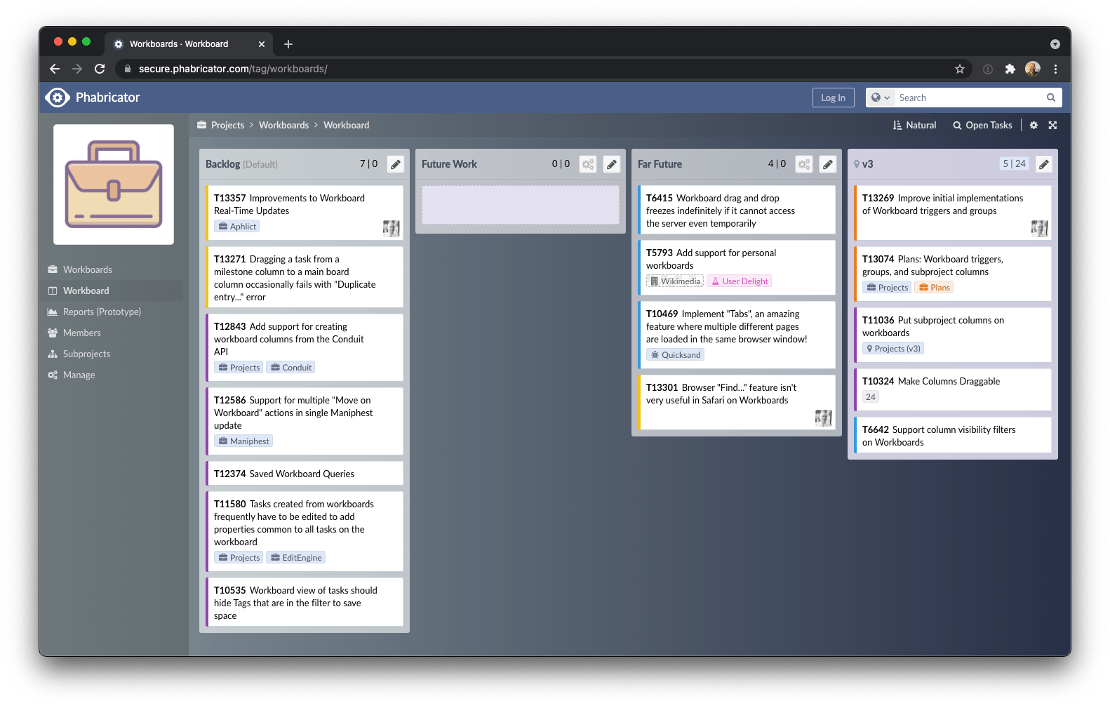 Phabricator work boards