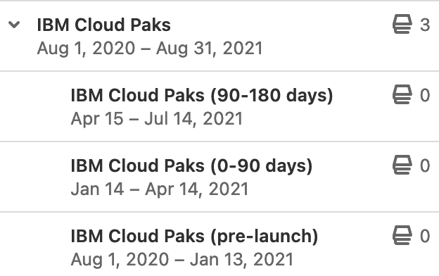 An example of a multi-level epics from the IBM cloud paks project