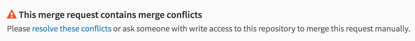 The 'resolve these conflicts' link on a merge request