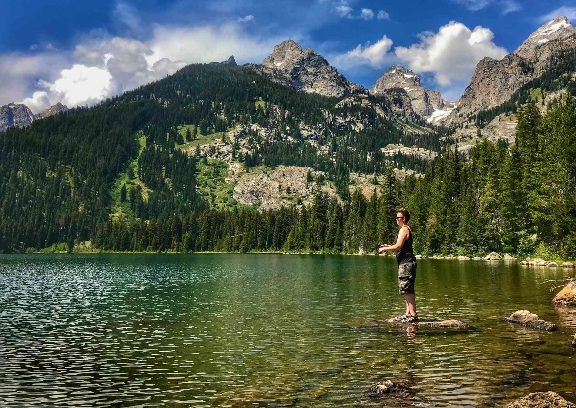 Sarah fishing in Grand Teton National Park, Wyoming