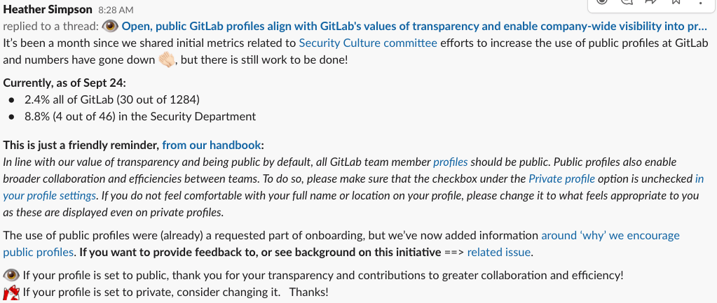 Public GitLab profiles Slack campaign