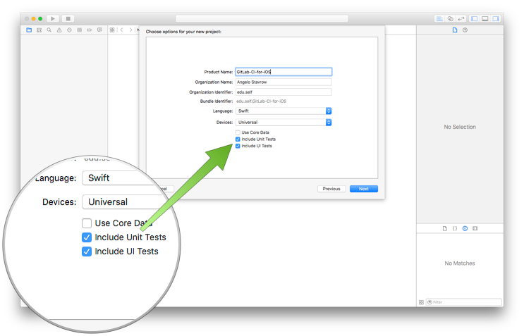 Enable unit and UI tests in your project