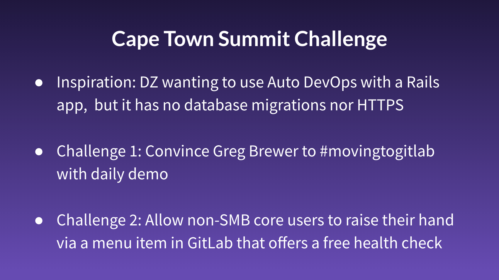 Cape Town summit challenges