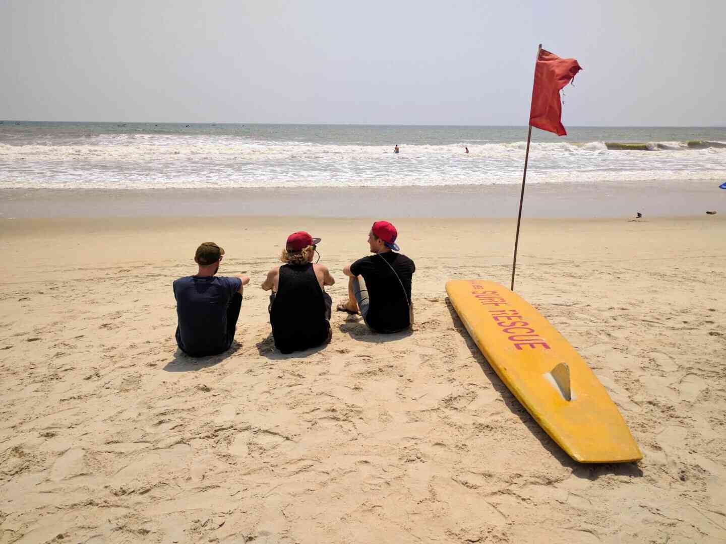 On the beach with friends