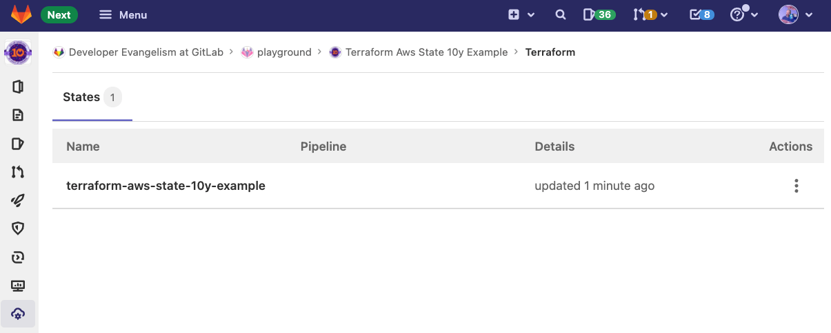 GitLab managed Terraform states