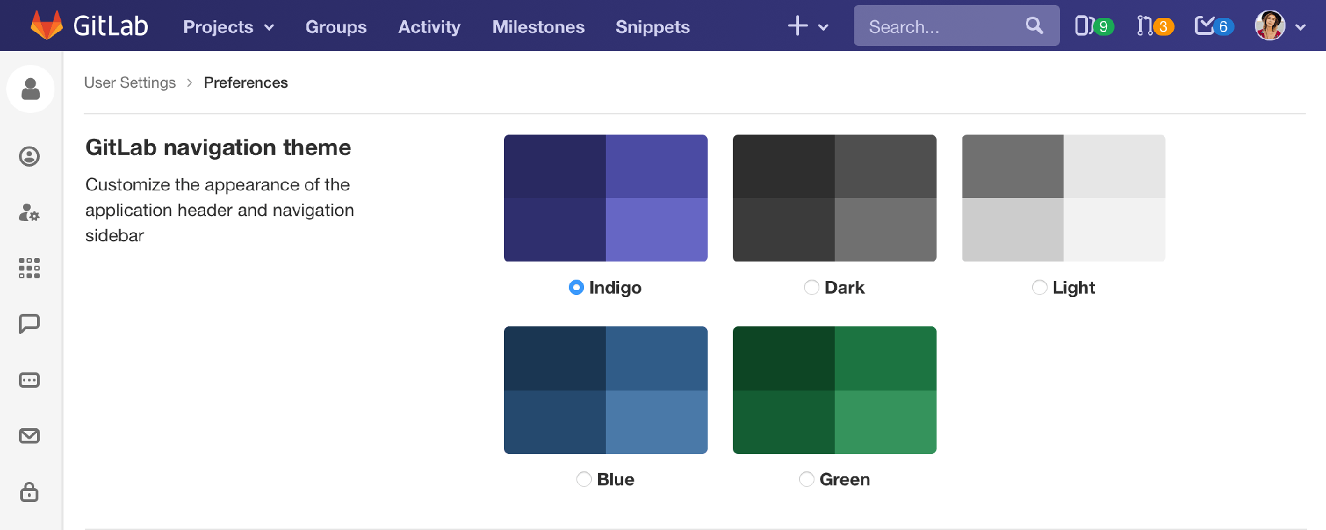 navigation color themes