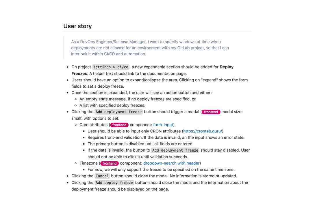 Deploy freeze mvc user story