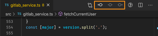 GitLens history browsing buttons