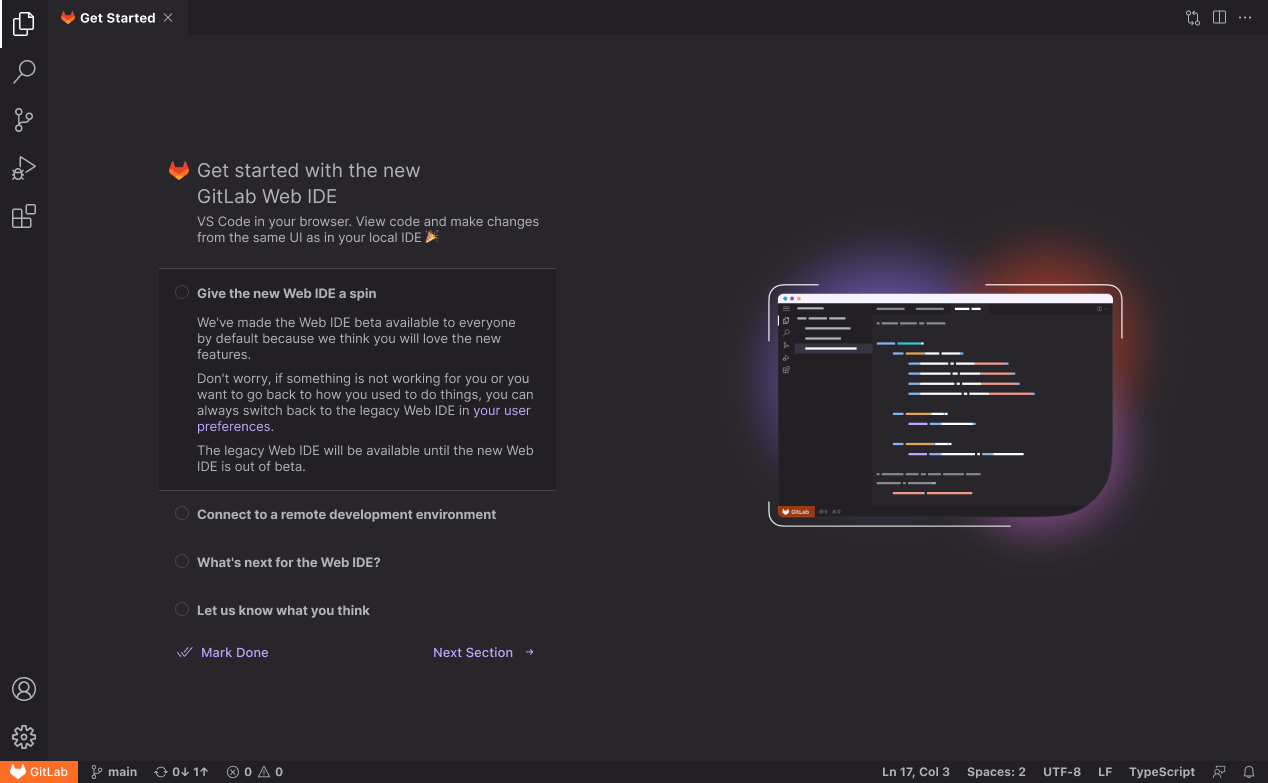 A first look at the new GitLab Web IDE and remote development experience |  GitLab