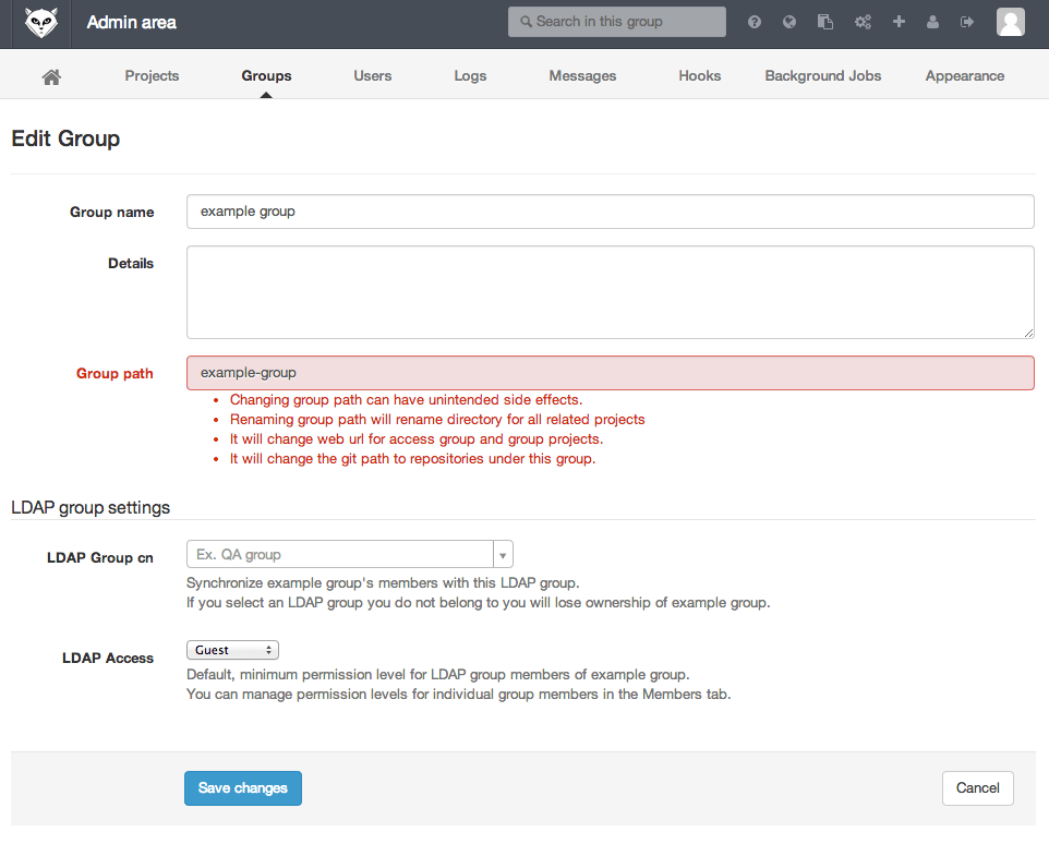 LDAP group settings for admins