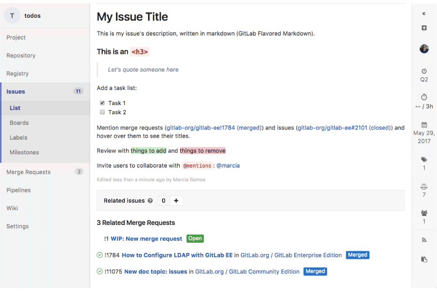 Description of issue. GITLAB tasks. Markdown список. GITLAB +Markdown. Mattermost Интерфейс.