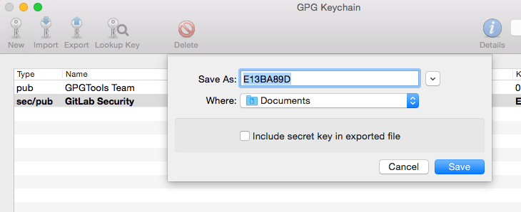 GPG Keychain Export