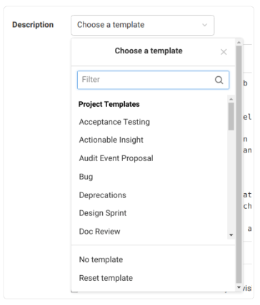 Work items: Description templates