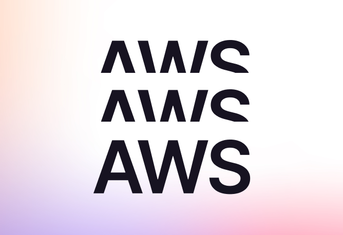 Text reading AWS on a gradient